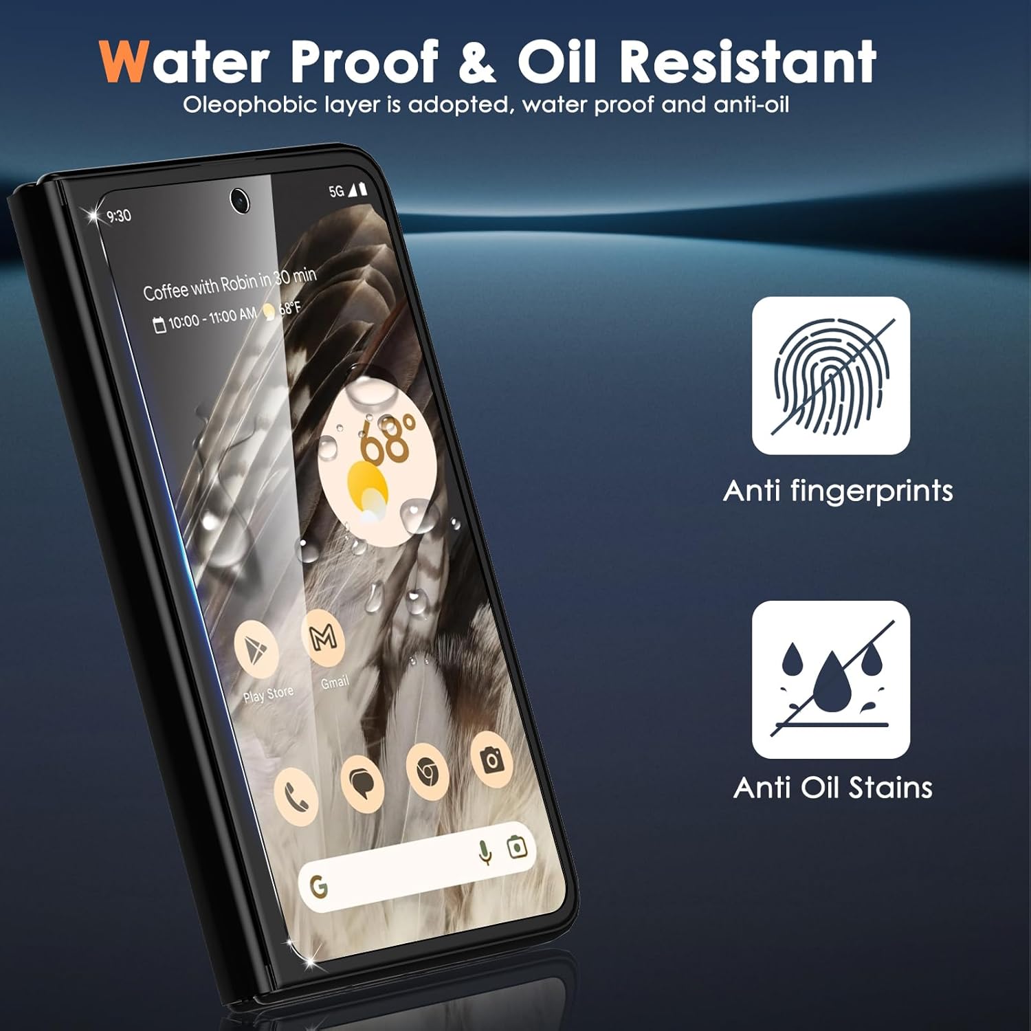 Paquete de 6 protectores de pantalla para Google Pixel Fold 5G, protector de pantalla frontal de vidrio templado + protector de pantalla interior de