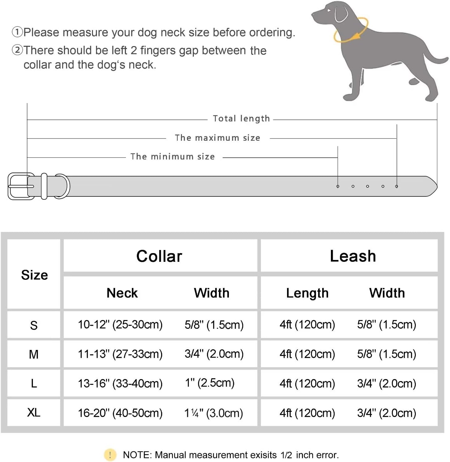 Didog Juego de collar y correa de cuero acolchado suave para perro, correa y collar resistente con hebilla de metal, collares transpirables para