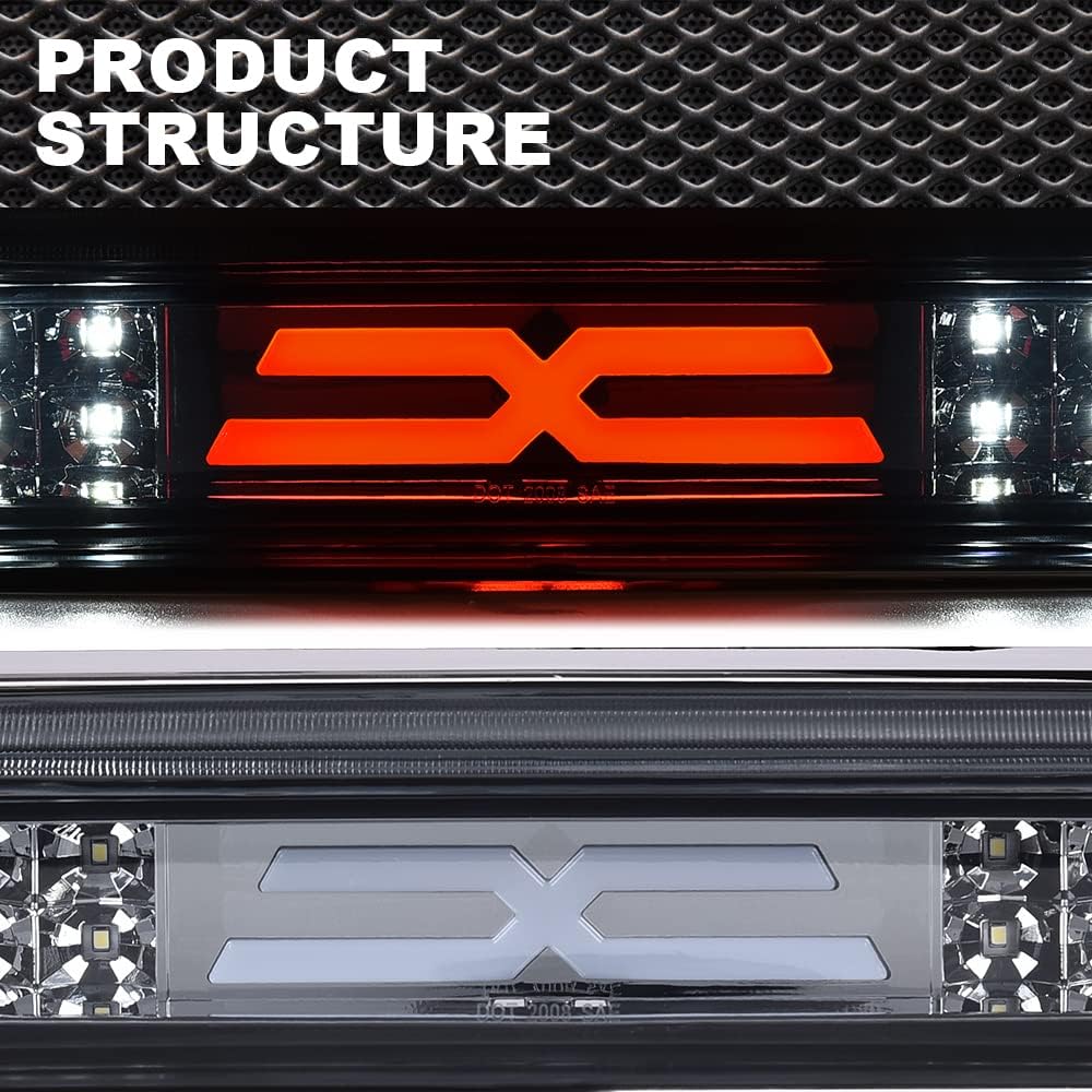 Luces de freno tipo X compatibles con Toyota Tundra 2007 2008 2009 2010 2011 2012 2013 2014 2015 2016 2017 2018 Toyota Tundra trasera 3 tercera