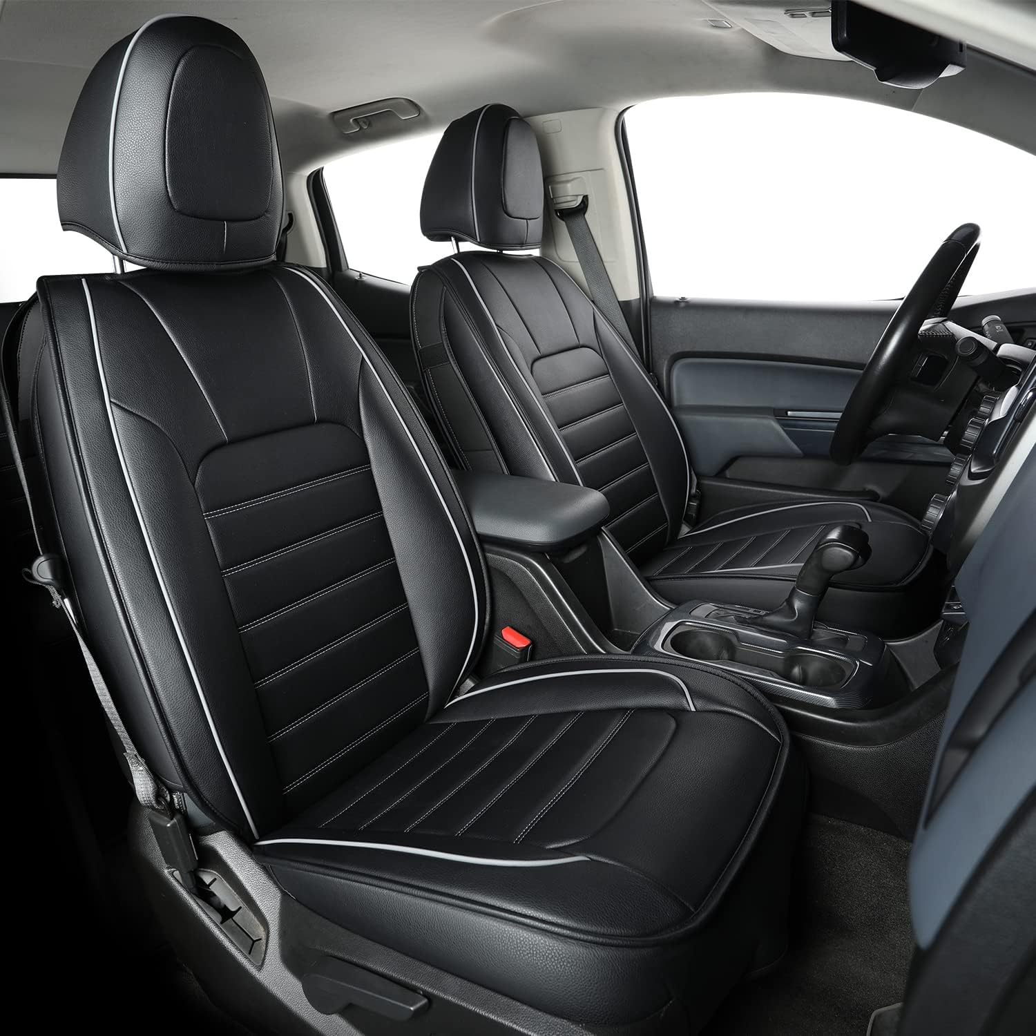 LUCKYMAN CLUB Colorado Fundas de asiento R02-K2, aptas para Chevy 2015-2022 Colorado Crew Cab Z71 LT ZR2 camión de trabajo con cuero sintético