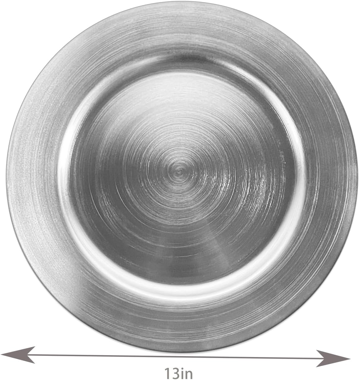 OPEXSCAL Platos de carga plateados, juego de 6 platos de carga para mesa de comedor, boda, eventos, cargadores de placas – 13 pulgadas