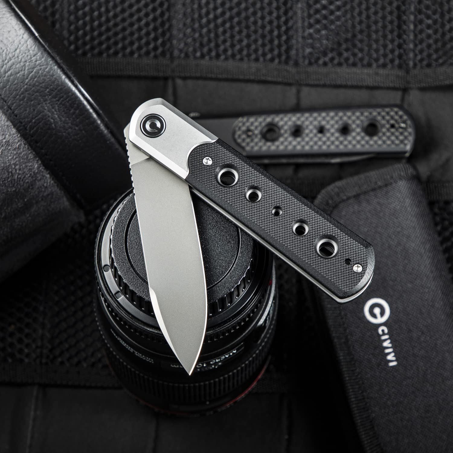 CIVIVI Banneret – Cuchillo de bolsillo plegable, hoja Nitro-V de 3.48 pulgadas, mango G10, clip de bolsillo reversible, cuchillo EDC para utilidad,