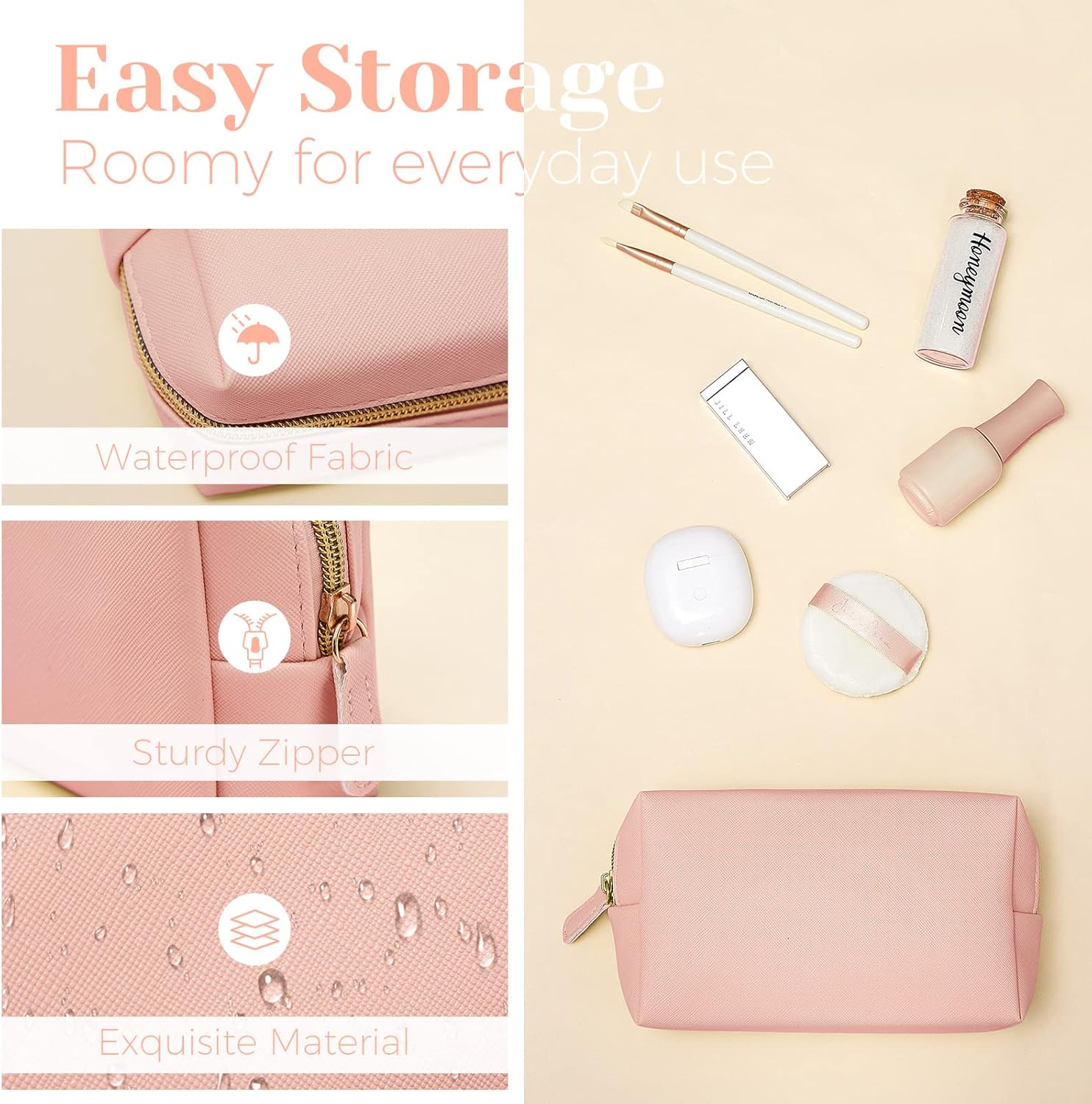 8 bolsas de maquillaje de piel sintética, bolsa de cosméticos impermeable, pequeña bolsa de aseo portátil, organizador de cosméticos, bolsa de