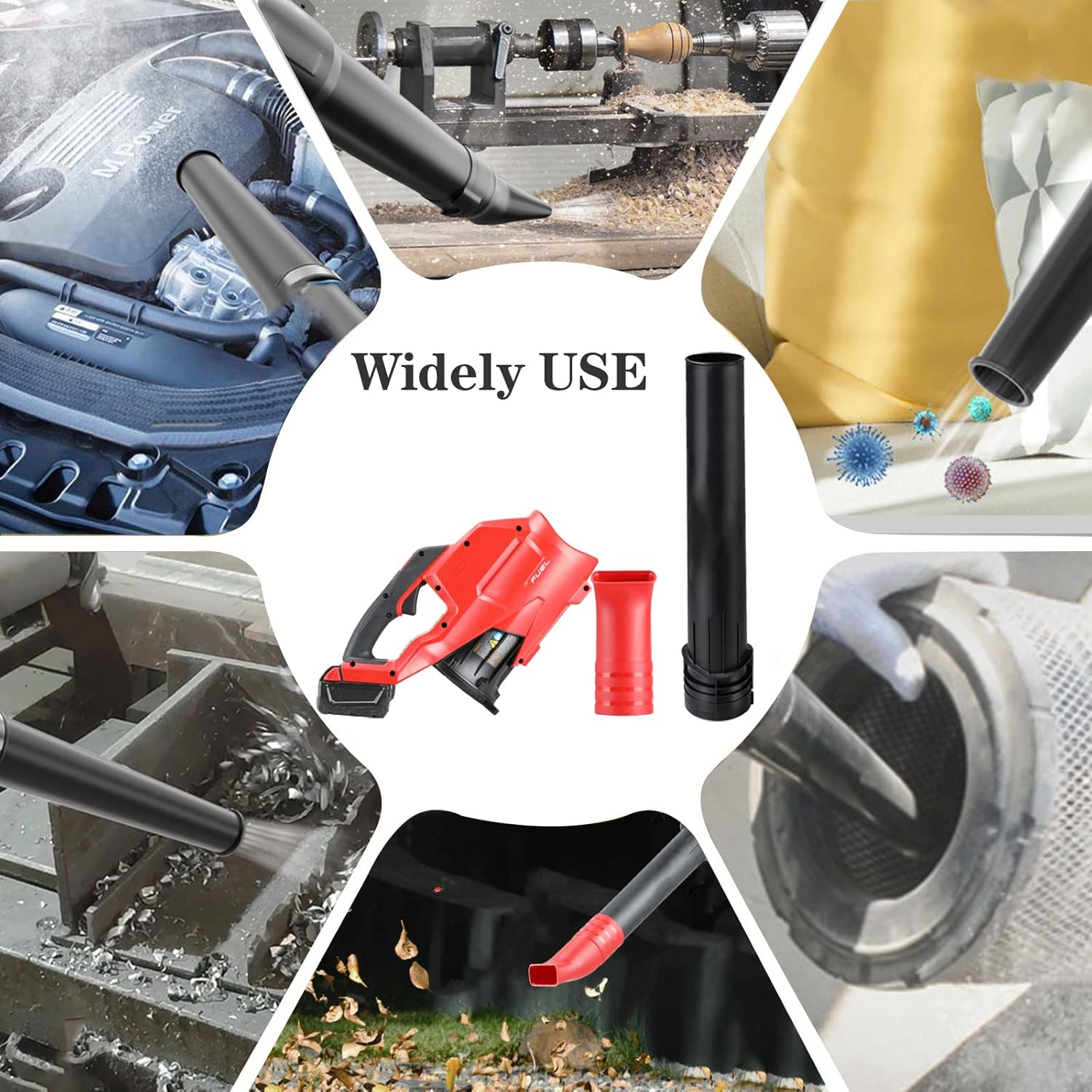 Boquilla plana para soplador de hojas de combustible Milwaukee M18 y ventilador inalámbrico portátil para batería Milwaukee M18 de 18 V (sin