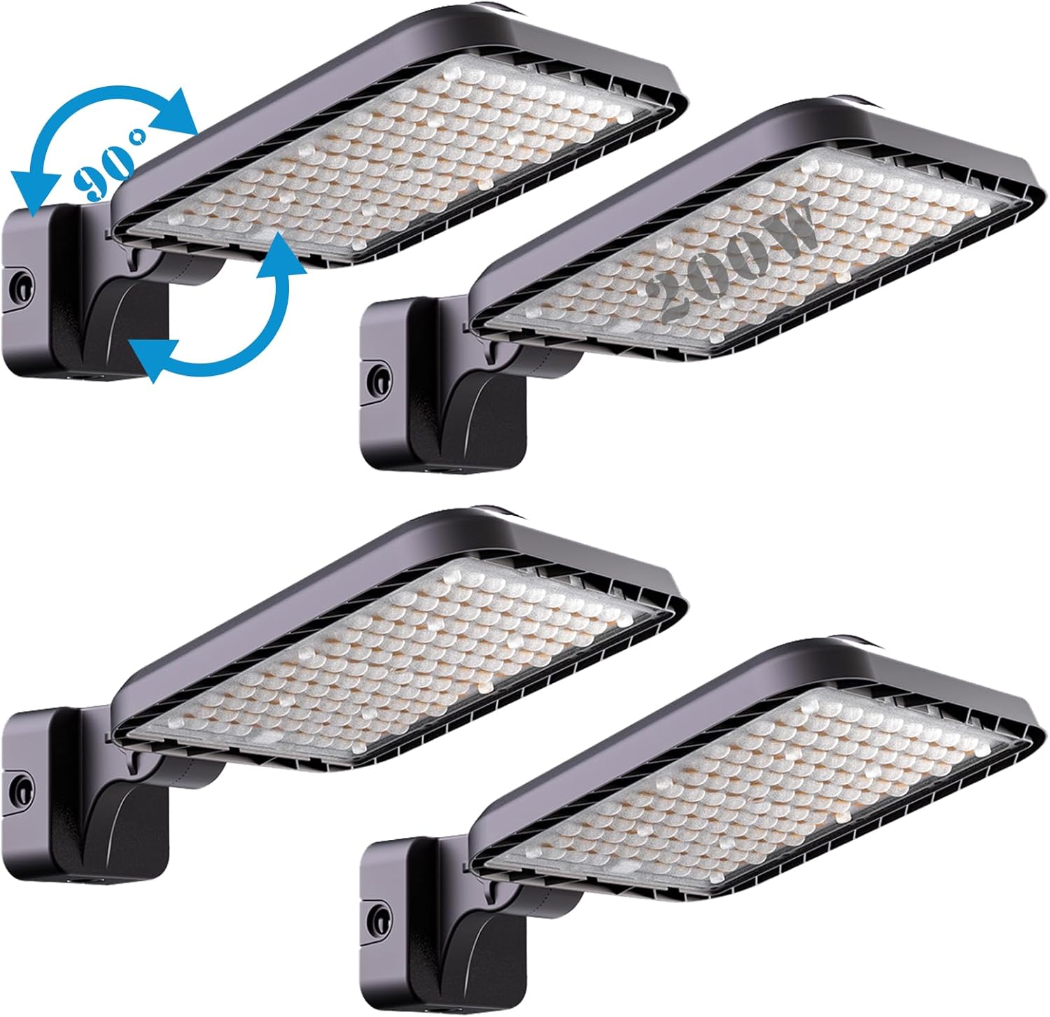 Lightdot Paquete de 4 luces LED de pared de 200 W, 28000 lúmenes equivalente a 800 W MHHPS Luz de inundación para exteriores de 5000 K