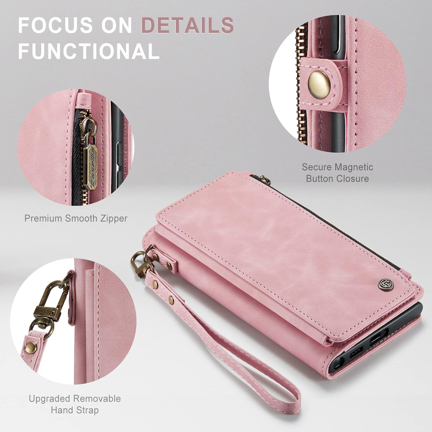 Defencase Funda para Samsung Galaxy S23 Ultra, para Samsung S23 Ultra Wallet para mujeres y hombres, funda de piel sintética de moda con correa