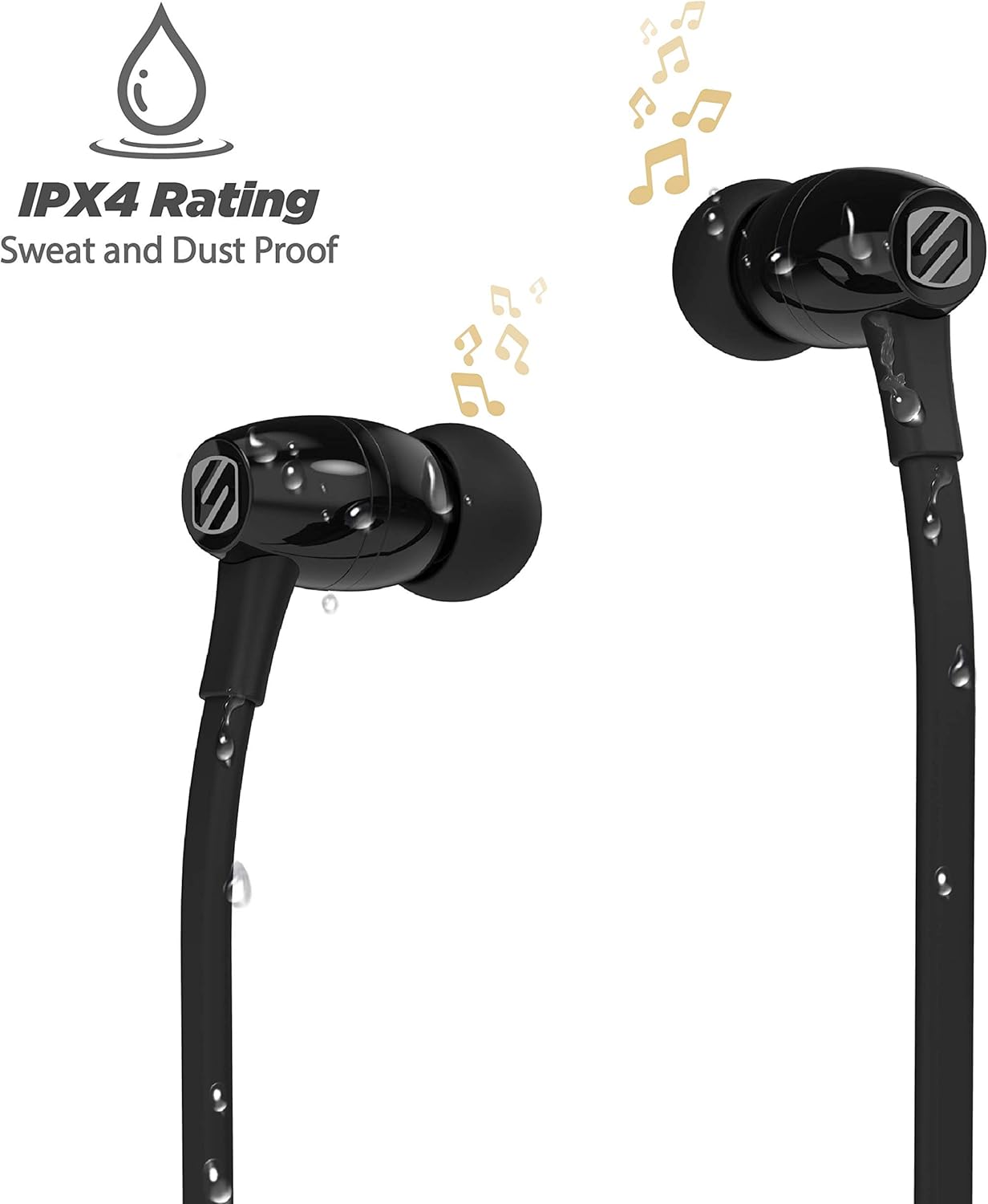 Scosche BT102 Auriculares inalámbricos Bluetooth recargables con micrófono en línea, botones de control de música y almohadillas aislantes de ruido,