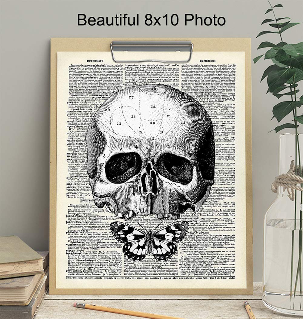 Gothic Skull Wall Art – Skull Wall Decor – Goth Wall Art Room Decor – Goth Butterfly – Gothic Living Room Decor – Gothic Home Decor – Gothic Wall