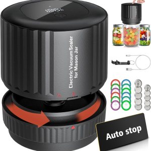 Kit de sellado al vacío eléctrico de tarros de boca ancha y boca regular, utensilios de cocina máquina de sellado al vacío con función de parada Kit de sellado al vacío eléctrico de tarros de boca ancha y boca regular, utensilios de cocina máquina de sellado al vacío con función de parada