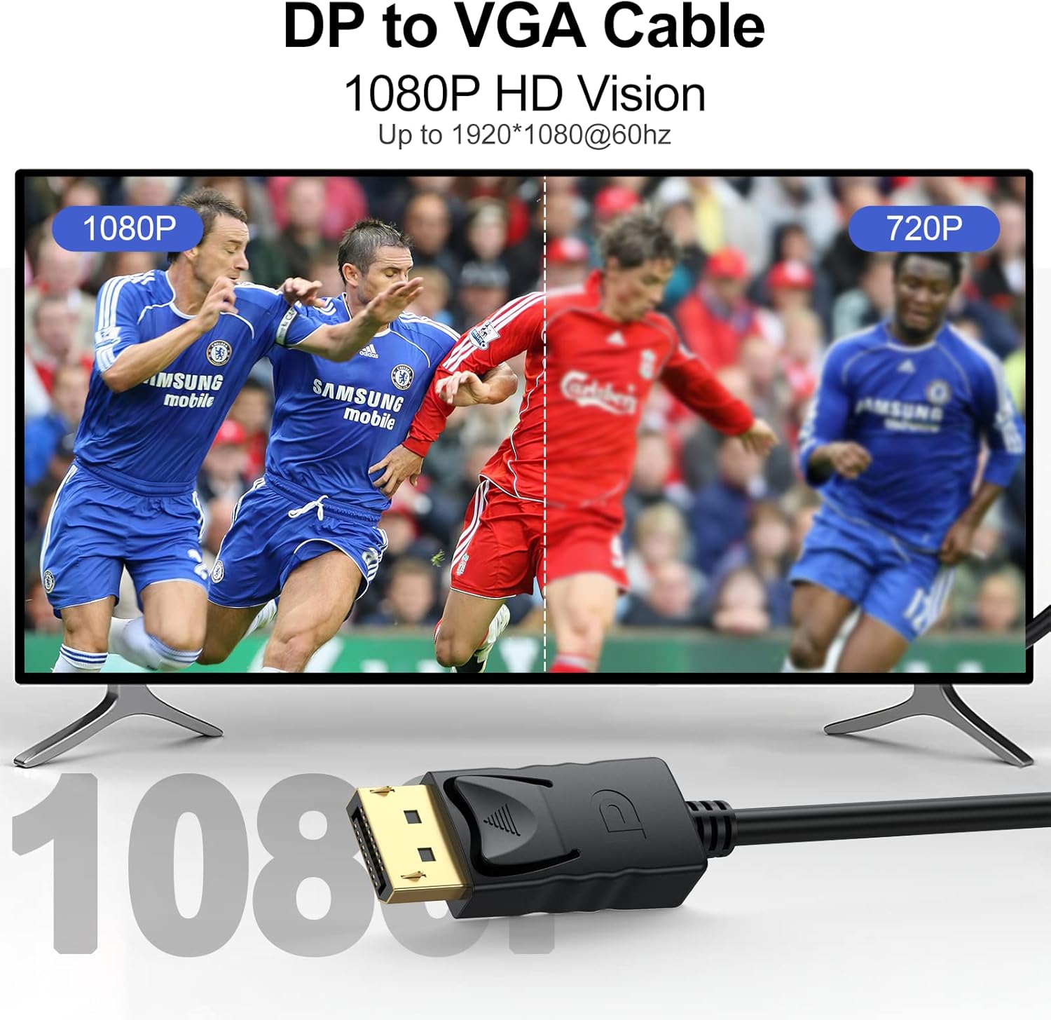Cable DisplayPort a VGA de 5 pies, paquete de 10 unidades, adaptador DP a VGA macho a macho chapado en oro para computadora, laptop, TV, proyector,