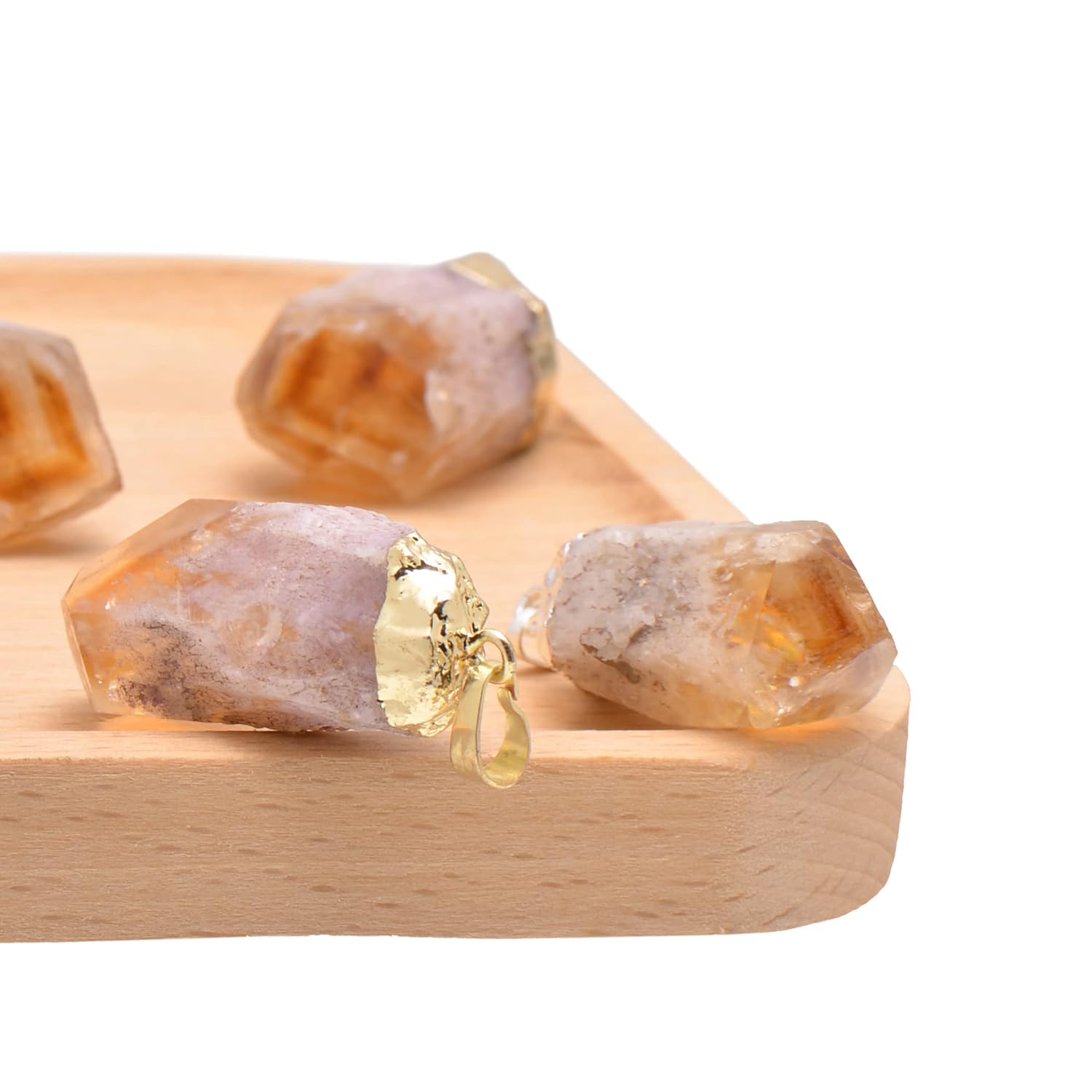 Paialco 1.0″  1.5″ Natural Citrine Charm Rough Stone Crystal Point Pendant Necklace, Yellow Tone