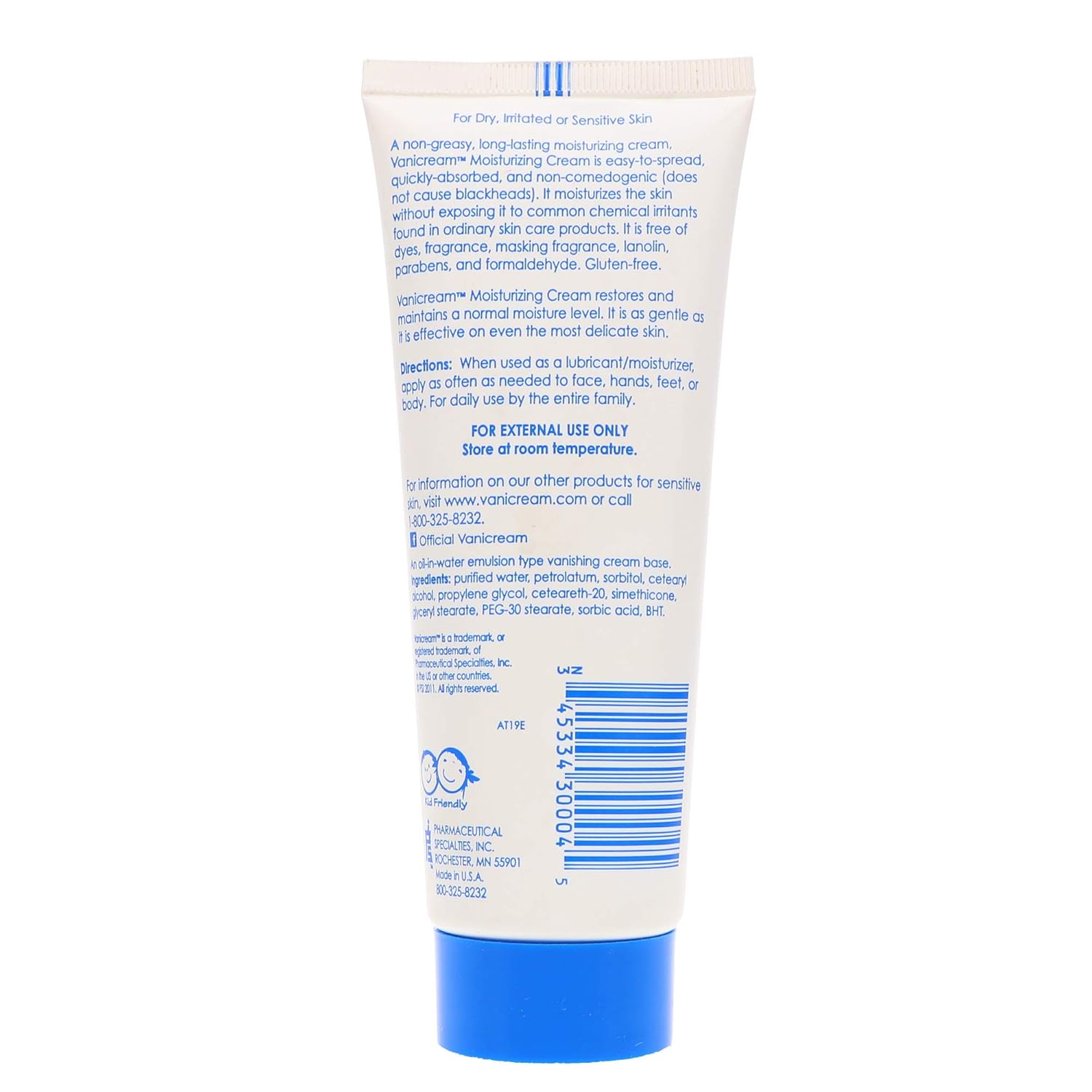 Vanicream Tubo de crema para la piel, 4.0 onzas