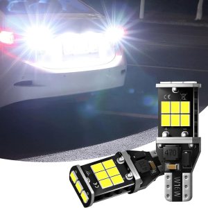 QODOLSI Paquete de 2 luces de iluminación para automóvil, luz inversa T15, bombillas de chip 3535 de decodificación de alta potencia, bombilla LED QODOLSI Paquete de 2 luces de iluminación para automóvil, luz inversa T15, bombillas de chip 3535 de decodificación de alta potencia, bombilla LED