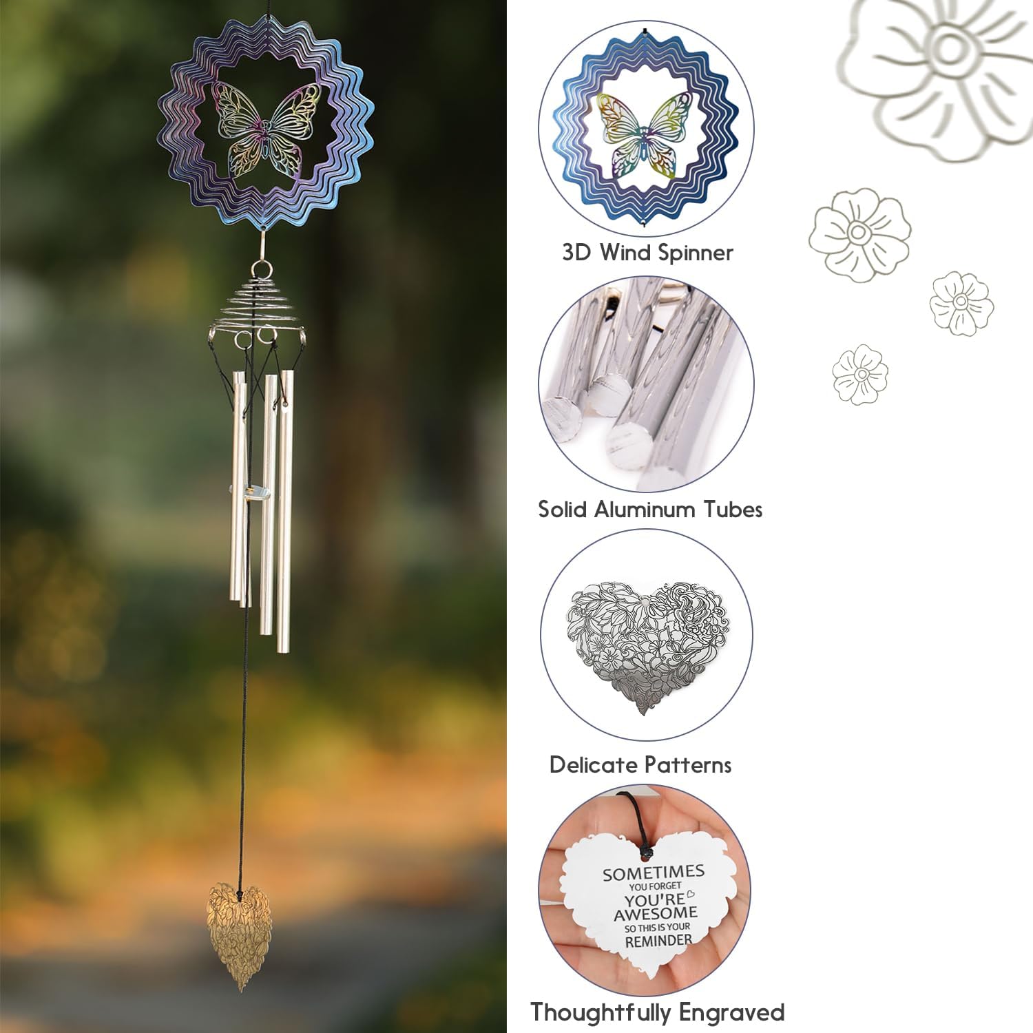 Regalo de amistad para mujeres, regalos inspiradores para mujeres, compañeros de trabajo, profesores, hermana, ella, mejor amiga, campanillas de