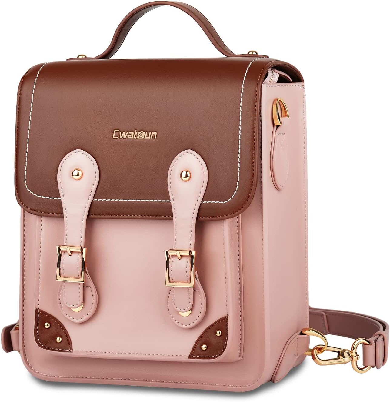 Cwatcun Bolsa para cámara, funda cruzada para cámara retro, de piel sintética vintage, impermeable, mochila ligera para cámara, compatible con
