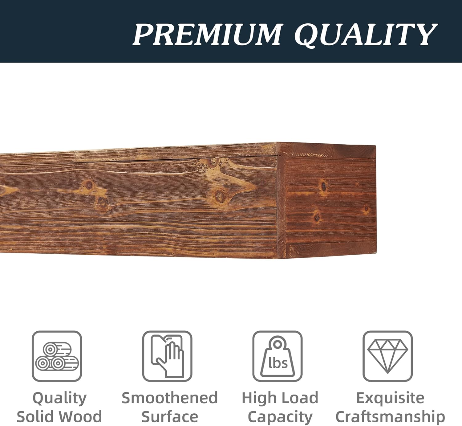 JINS&VICO Repisa de chimenea de madera rústica de 60 pulgadas, estante flotante para decoración de pared del hogar, estante flotante montado en la
