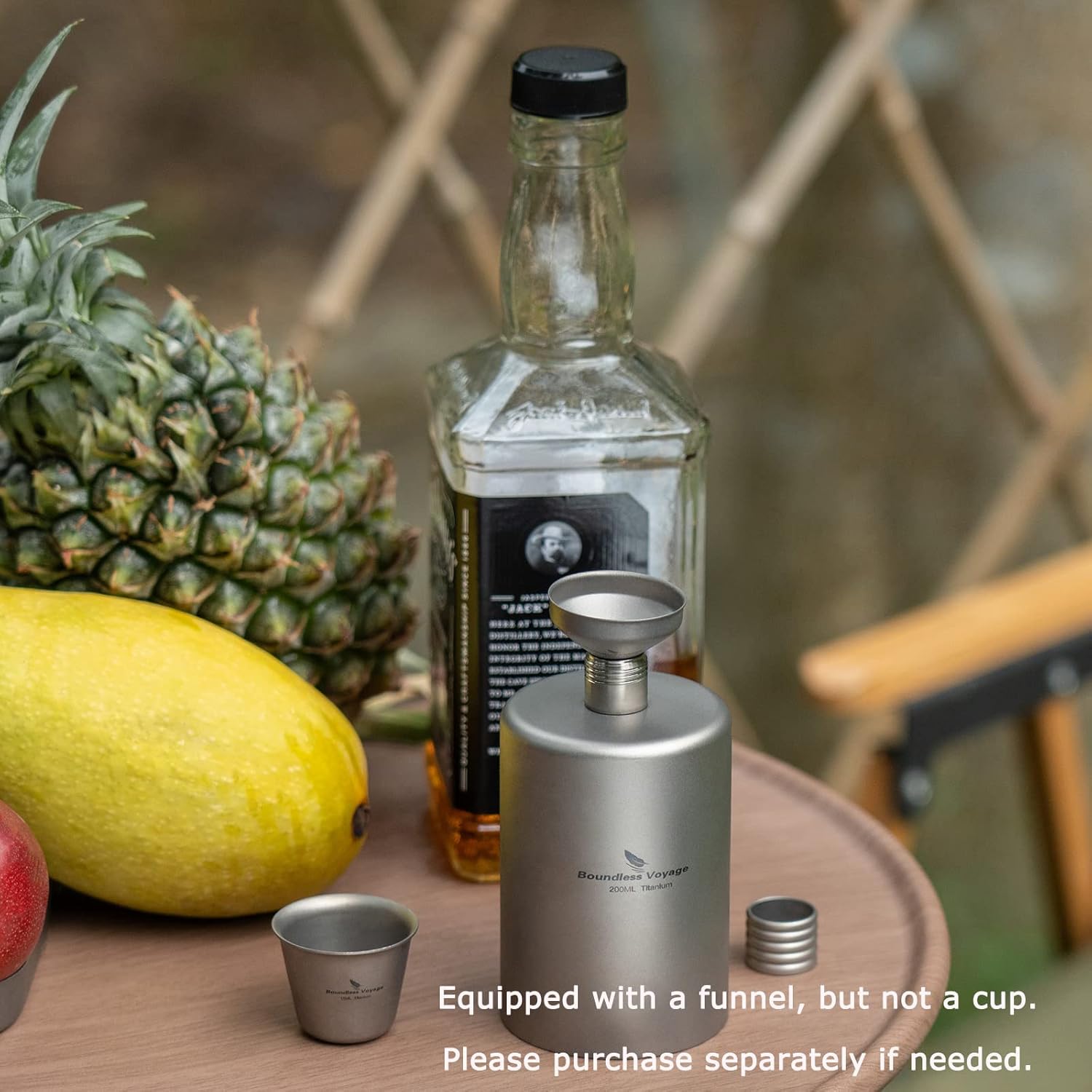iBasingo 6.8 fl oz Titanio Pocket Flagon Camping Portátil Alcohol Botella Bebida Deportes Al Aire Libre Frasco de la Cadera Picnic Botella de Vino