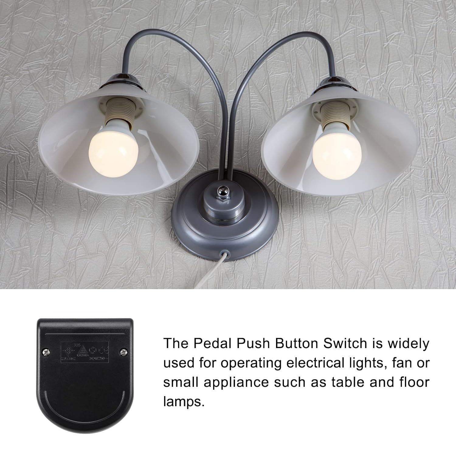 Interruptor de botón de pedal ONOFF Iluminación de la lámpara Interruptor de control de pie, para luces de piso de mesa – Negro1 unidad