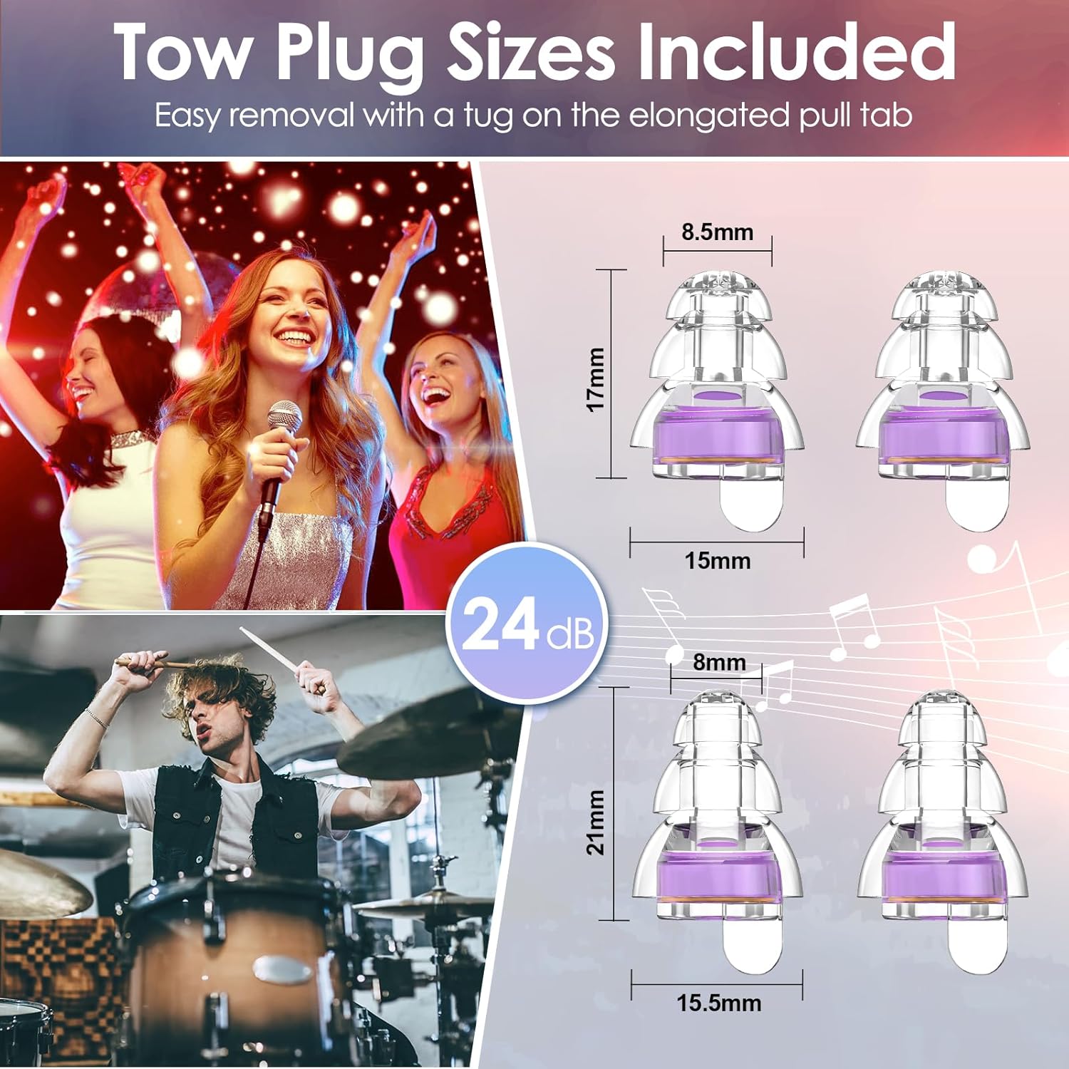 Tapones para los oídos de conciertos de alta fidelidad, tapones reutilizables con cancelación de ruido para conciertos, reducción de ruido, músicos,