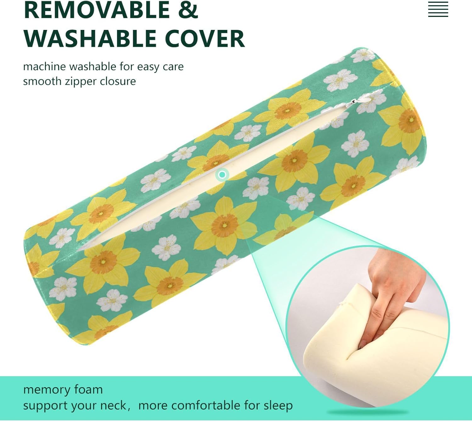 FRODOTGV Daffodil Flower Bolster Pillow Yoga Neck Roll Pillows for Sleeping 17 Round Pillow Insert Cylinder Throw Pillows Cylinder Pillow Covers with