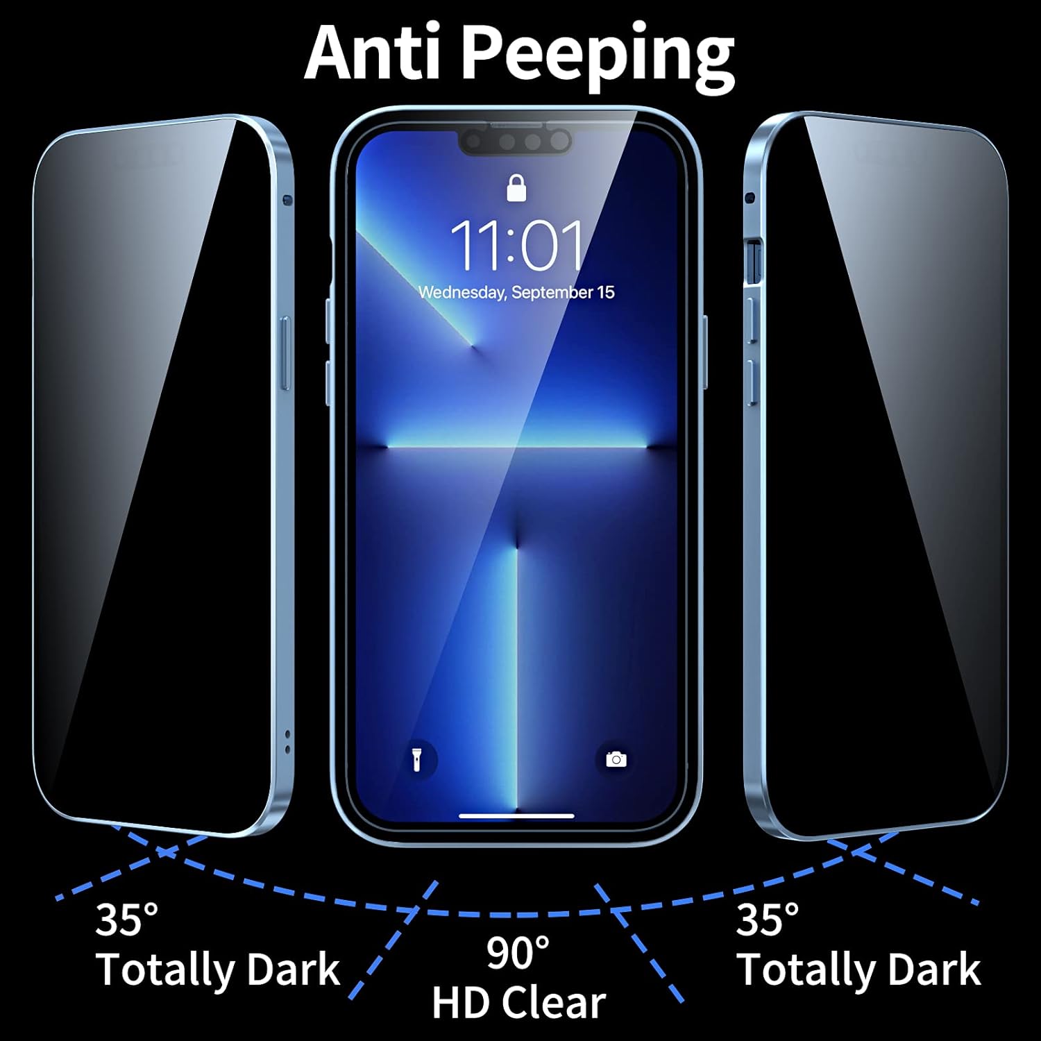 UMTITI – Funda magnética de privacidad antiespía para iPhone 1212 Pro, cuerpo completo con protector de pantalla integrado, parte trasera magnética