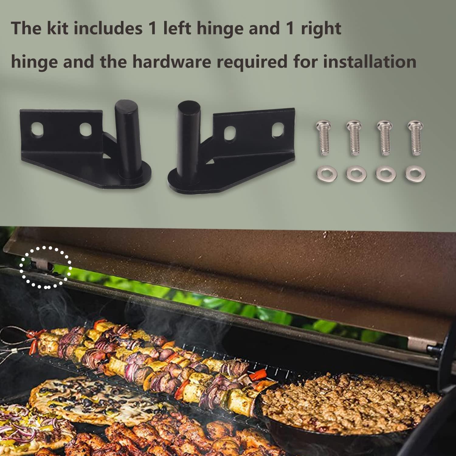 Kit de bisagra de tapa, 1 lado izquierdo y 1 bisagra lateral derecha, compatible con muchas bisagras de modelos de parrillas Traeger, accesorios de