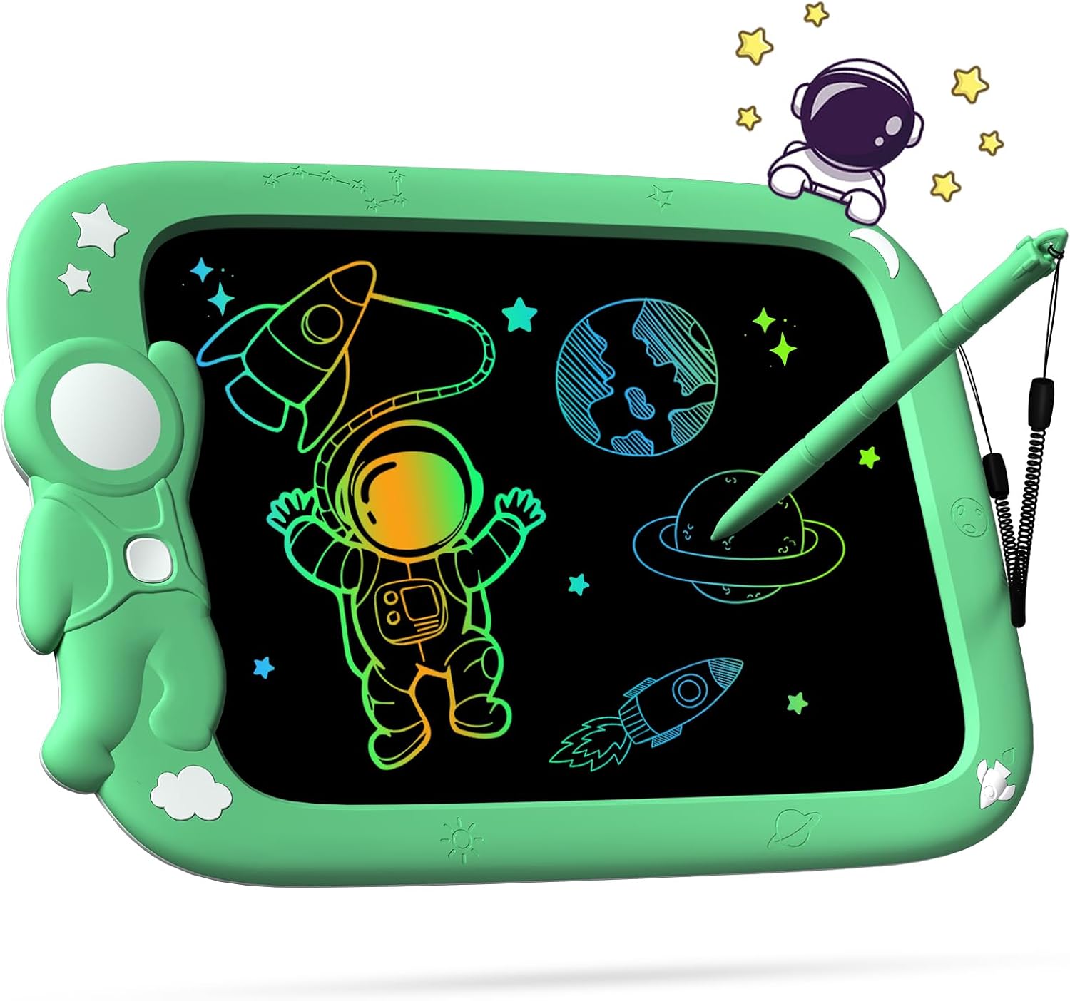 Tableta de escritura LCD para niños, almohadilla de dibujo colorida de astronauta, tablero de bocetos borrable, juguete de viaje de aprendizaje para