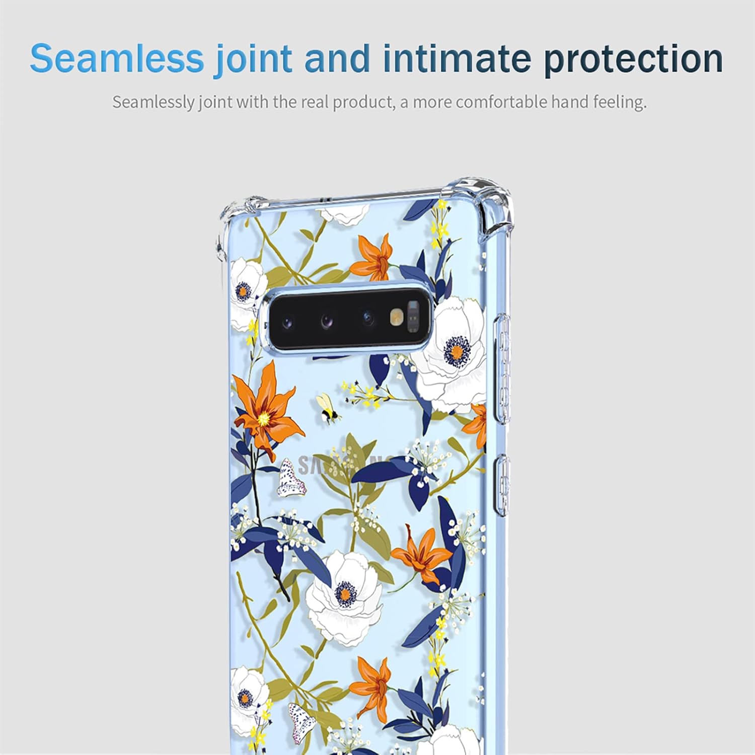 Funda para Galaxy S10 Samsung S10, diseño floral transparente, suave TPU a prueba de golpes, antiarañazos, funda protectora para Samsung Galaxy S10