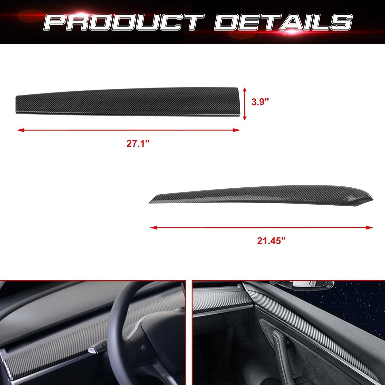 Xotic Tech – Tablero de consola central para interior de automóvil, tira de puerta, panel de dirección, palanca de cambios de paleta, cubierta de