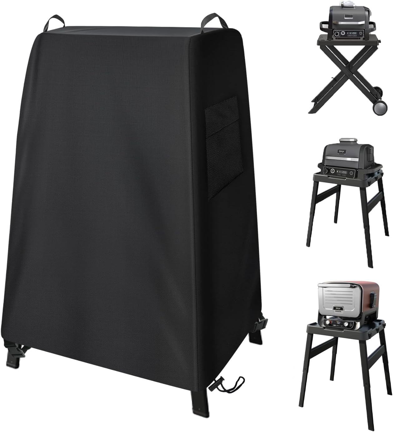 YZNKLXF Funda para horno de pizza Ninja OO101 Woodfire Series para soporte al aire libre, con bolsillos y asa, negro, accesorios para horno de pizza