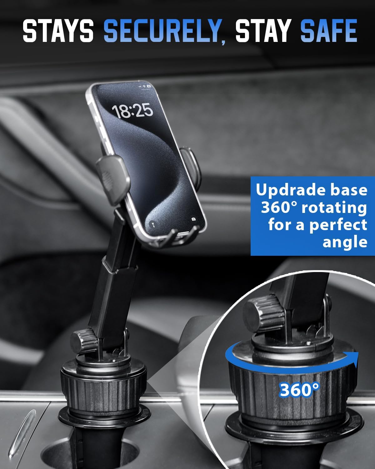 Soporte para teléfono con base desmontable, soporte para teléfono celular compatible con iPhone, Samsung Pixel y todos los teléfonos inteligentes,