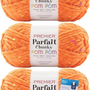 Premier Yarns Parfait – Ovillo de pompón grueso, 3.5 onzas, #6 súper voluminoso, paquete de 3 unidades con marcadores de puntada Bella’s Crafts Premier Yarns Parfait – Ovillo de pompón grueso, 3.5 onzas, #6 súper voluminoso, paquete de 3 unidades con marcadores de puntada Bella’s Crafts