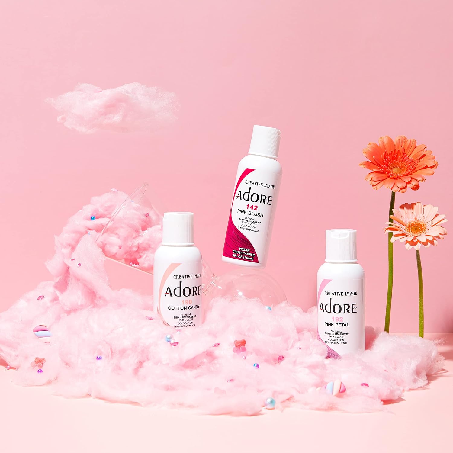 Adore Tinte semipermanente para el cabello, vegano y libre de crueldad, 4 onzas líquidas, 192 Pink Petal (paquete de 1)