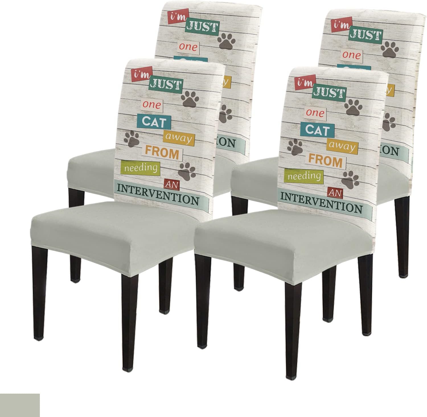 Chair Covers for Dining Room 4 Pack, I’m Just One Cat Away From Needing An Intervention on Rustic Wood Chair Covers, Removable Stretch Chair