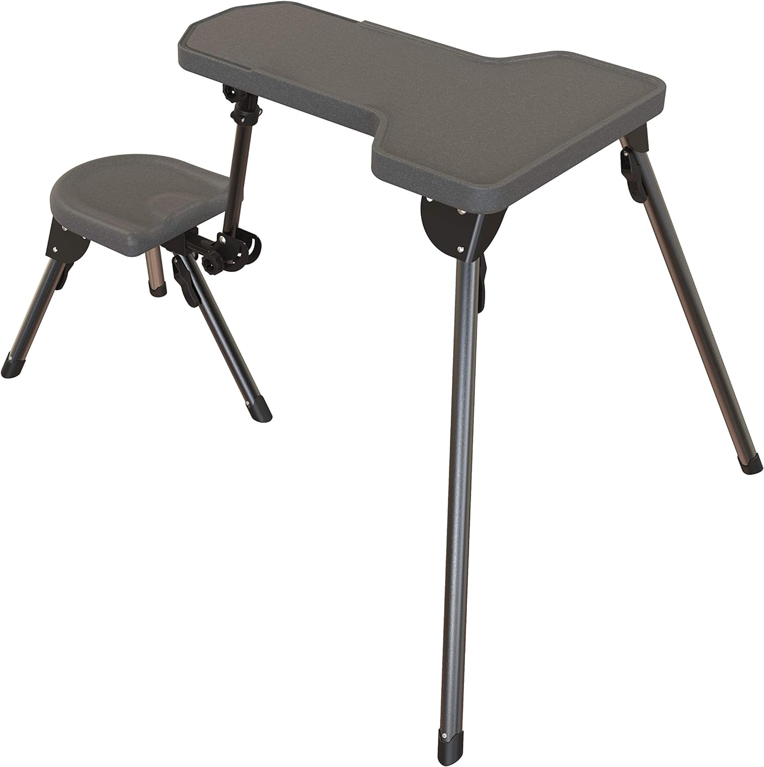 Caldwell Mesa estable Lite con mesa resistente a la intemperie, asiento ambidiestro y diseño totalmente plegable para un fácil transporte y tiro al