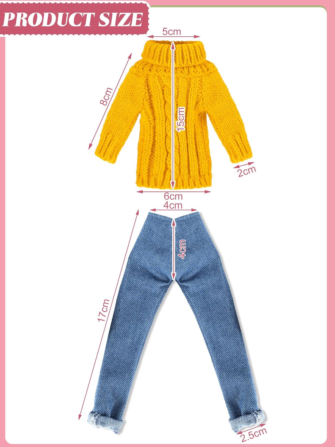 Bencailor 8 piezas de ropa de muñeca de 11.5 pulgadas, accesorios de muñeca de algodón, suéteres de elfo, pantalones de mezclilla, ropa regular para