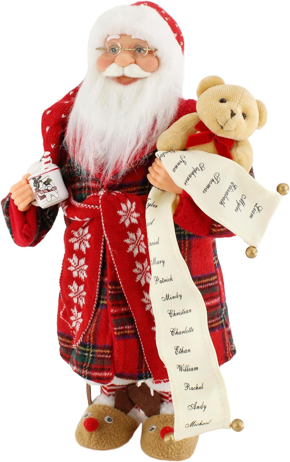 Sleepytime 163006 – Pantuflas de reno mullido de Papá Noel, 16 pulgadas, figura decorativa