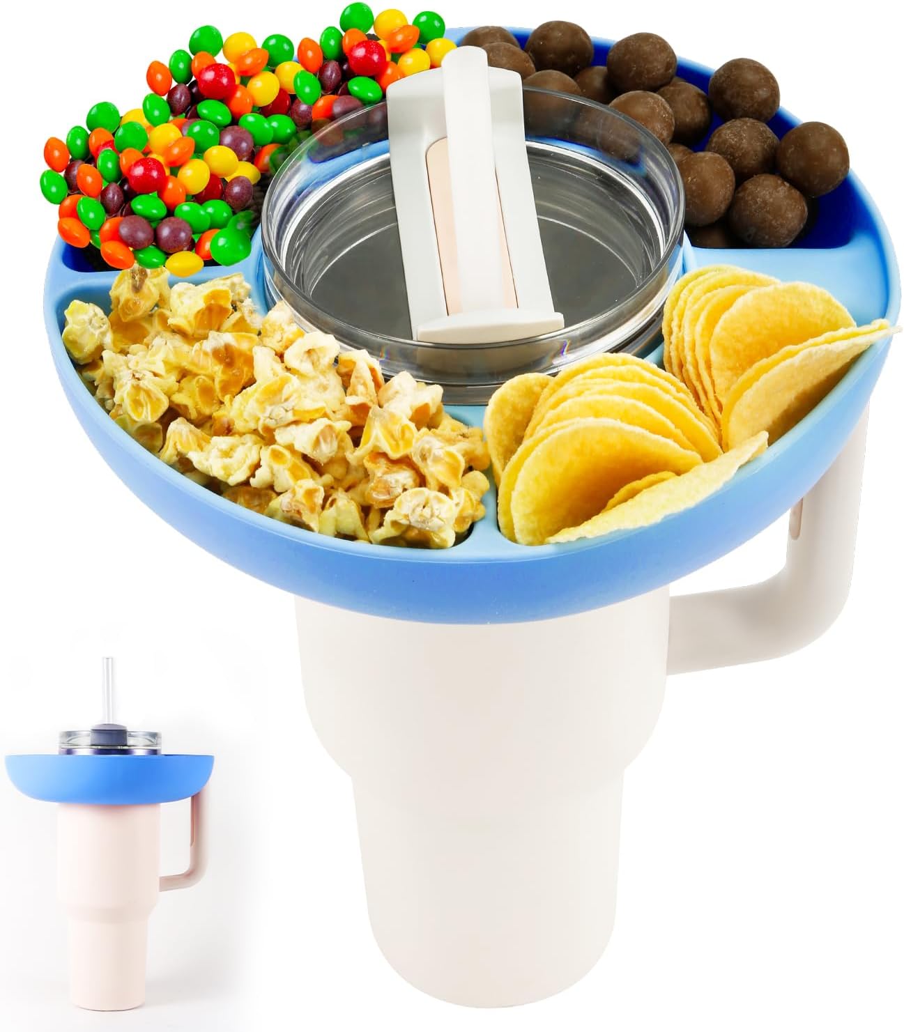 Bandeja de aperitivos para vaso Stanley H2.0 de 30 onzas, recipiente reutilizable para almacenamiento de aperitivos, recipientes con 4