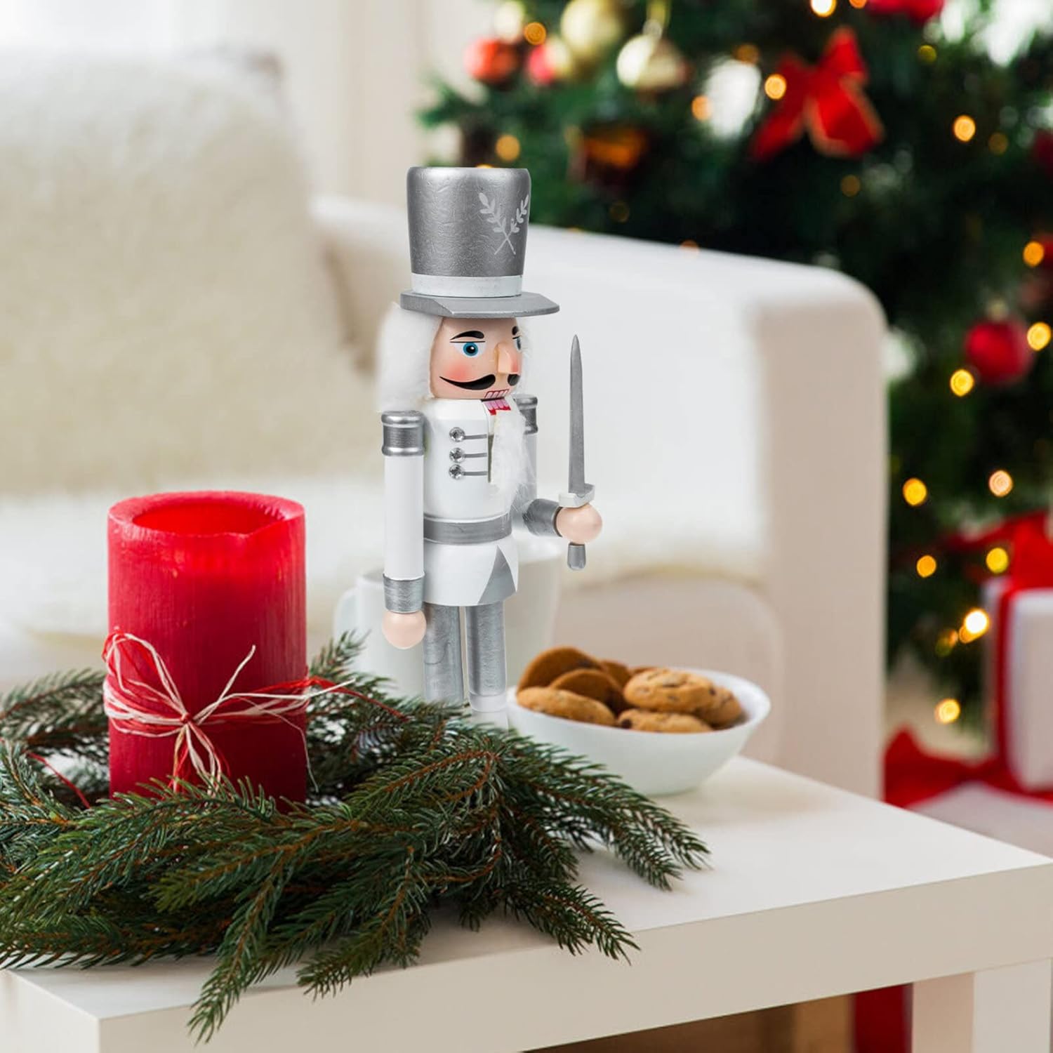 CLISPEED Decoración de cascanueces de Navidad, decoración de cascanueces de madera, adorno de soldado, adorno de escritorio para fiesta de Navidad,