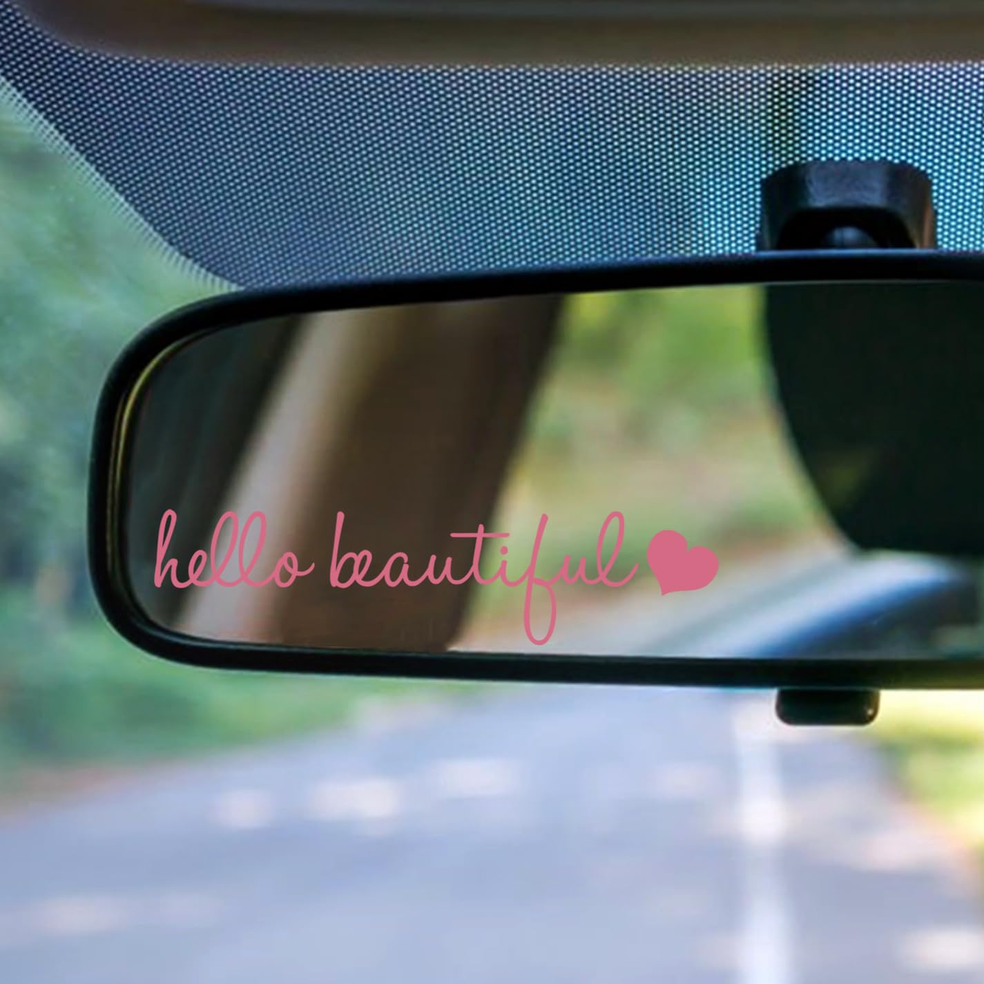 3x Hello Beautiful Rearview Mirror Decal,Vinyl Pink Car Decals For Women,Vanity Mirror Stickers,Girl Car Decal Gifts,Car Window Decal,Car Mirror