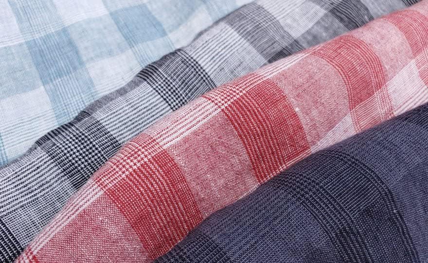 Tela 100% lino con patrón de tartán rojo Glen, suave al tacto y ligero, ideal para ropa, manualidades y decoración del hogar