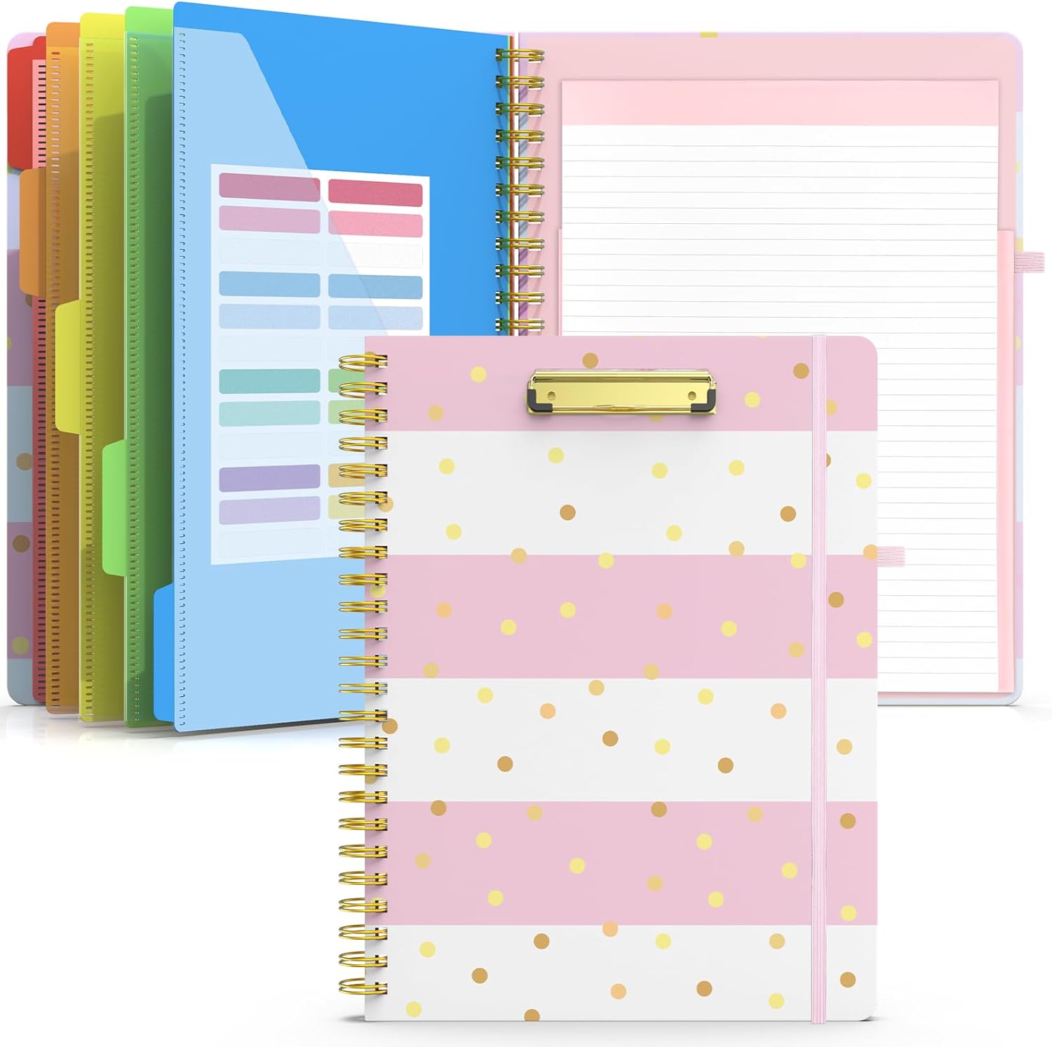 Sooez Folio portapapeles con bloc de notas recargable, carpeta portapapeles con 10 bolsillos de almacenamiento para tamaño carta, cuaderno