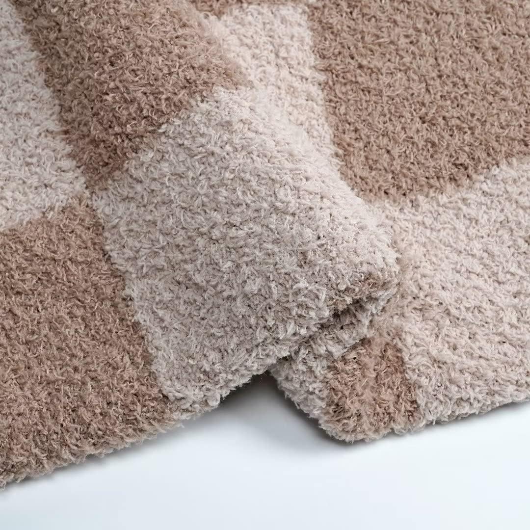 Manta mullida a cuadros de tablero de ajedrez, manta decorativa a cuadros súper suave, cálida y acogedora manta reversible para silla, sofá, cama,