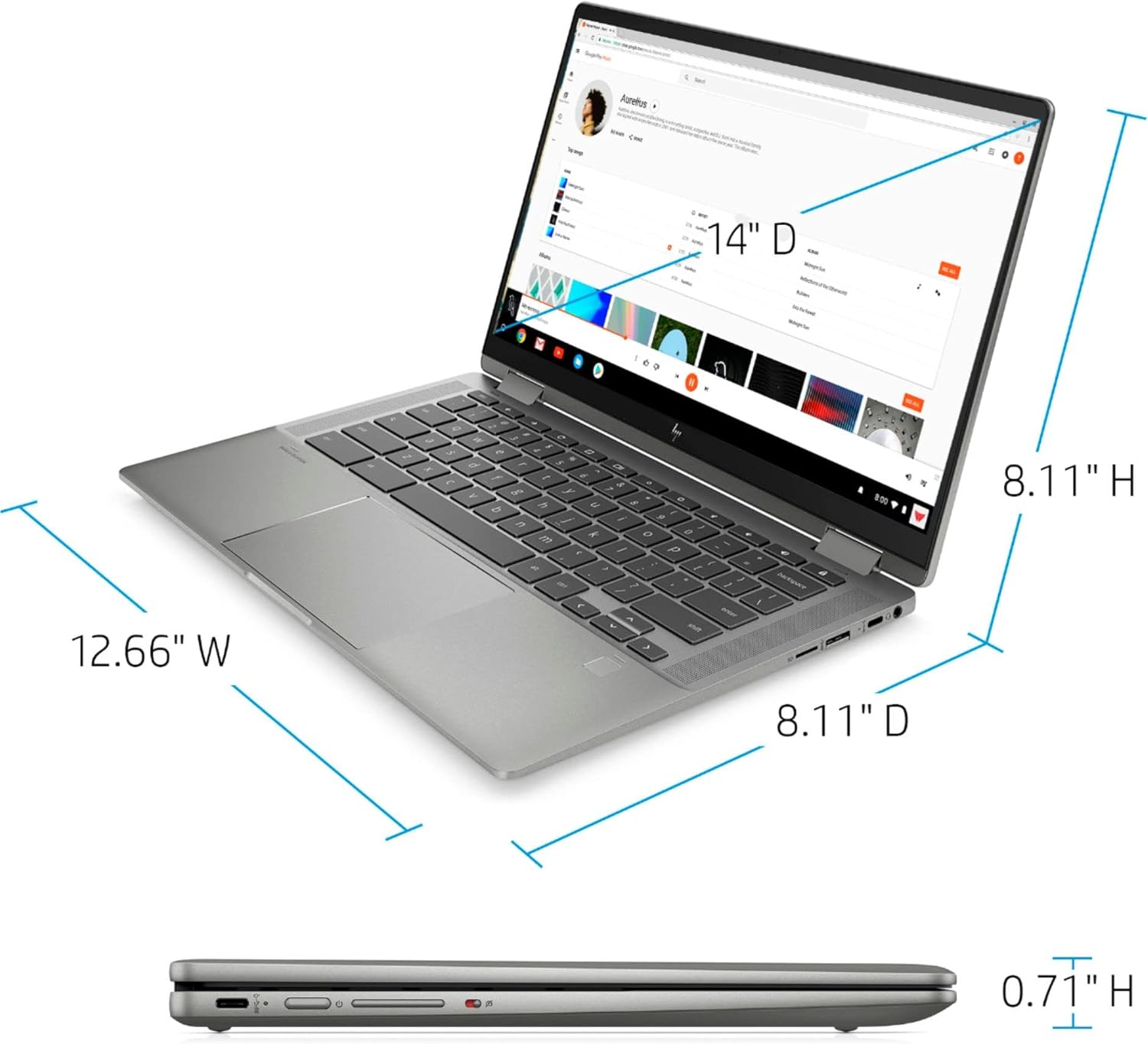 HP Laptop Chromebook x360 14c 2 en 1 (pantalla táctil FHD de 14 pulgadas, Intel i3-1115G4, 8 GB de RAM, 256 GB (128 GB SSD + tarjeta SD de 128 GB))