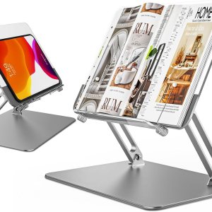 Soporte de acrílico para lectura, soporte ajustable de aluminio con múltiples ángulos y alturas, soporte ajustable para libros y clips de página, Soporte de acrílico para lectura, soporte ajustable de aluminio con múltiples ángulos y alturas, soporte ajustable para libros y clips de página,