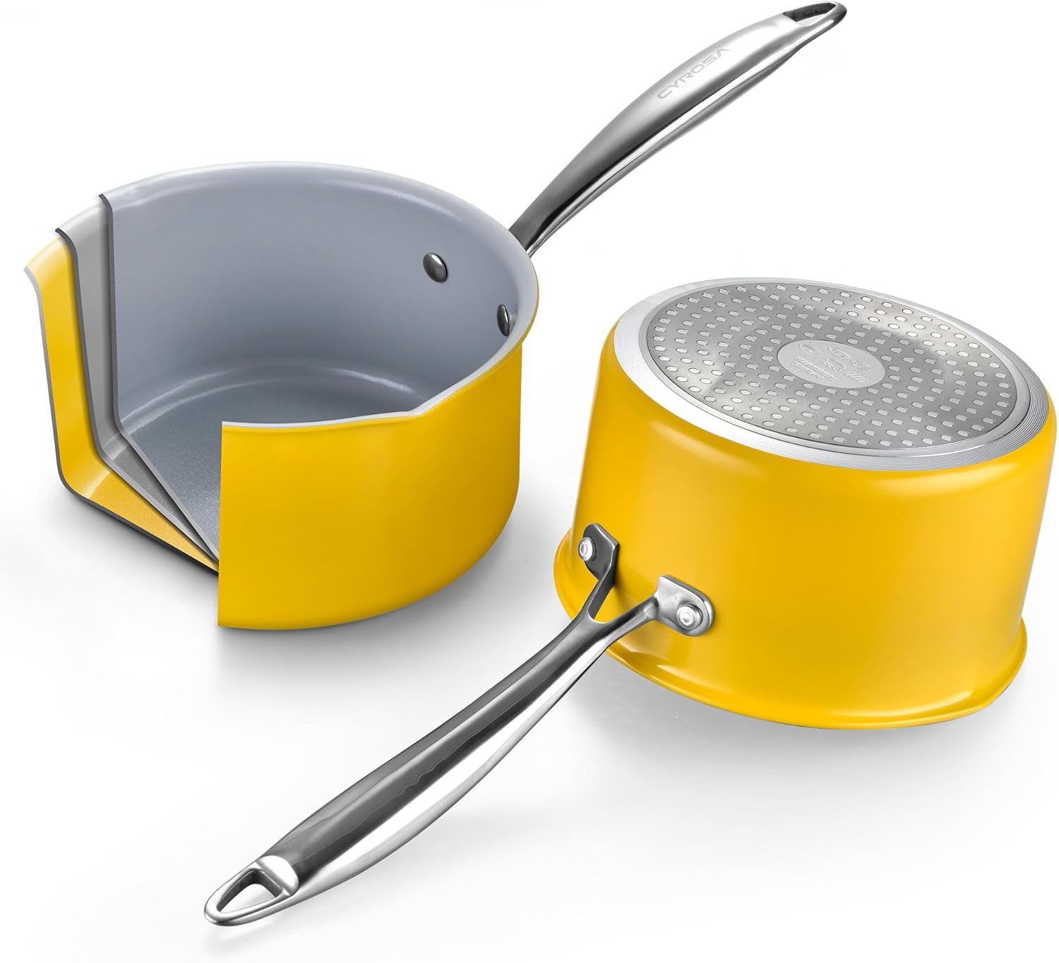 Sartén antiadherente de 2 cuartos de galón con tapa, cacerola de cerámica, olla pequeña no tóxica, sin PTFE ni PFOA, apta para horno y compatible