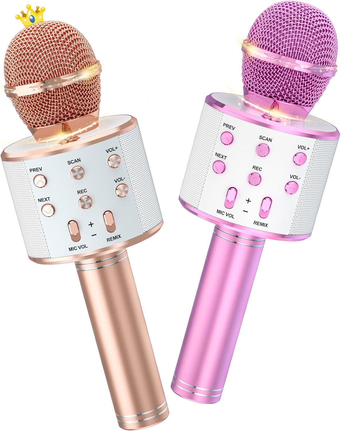 Ankuka Paquete de 2 micrófonos de karaoke para niños, micrófono de karaoke inalámbrico Bluetooth para cantar, máquina de altavoz de micrófono de