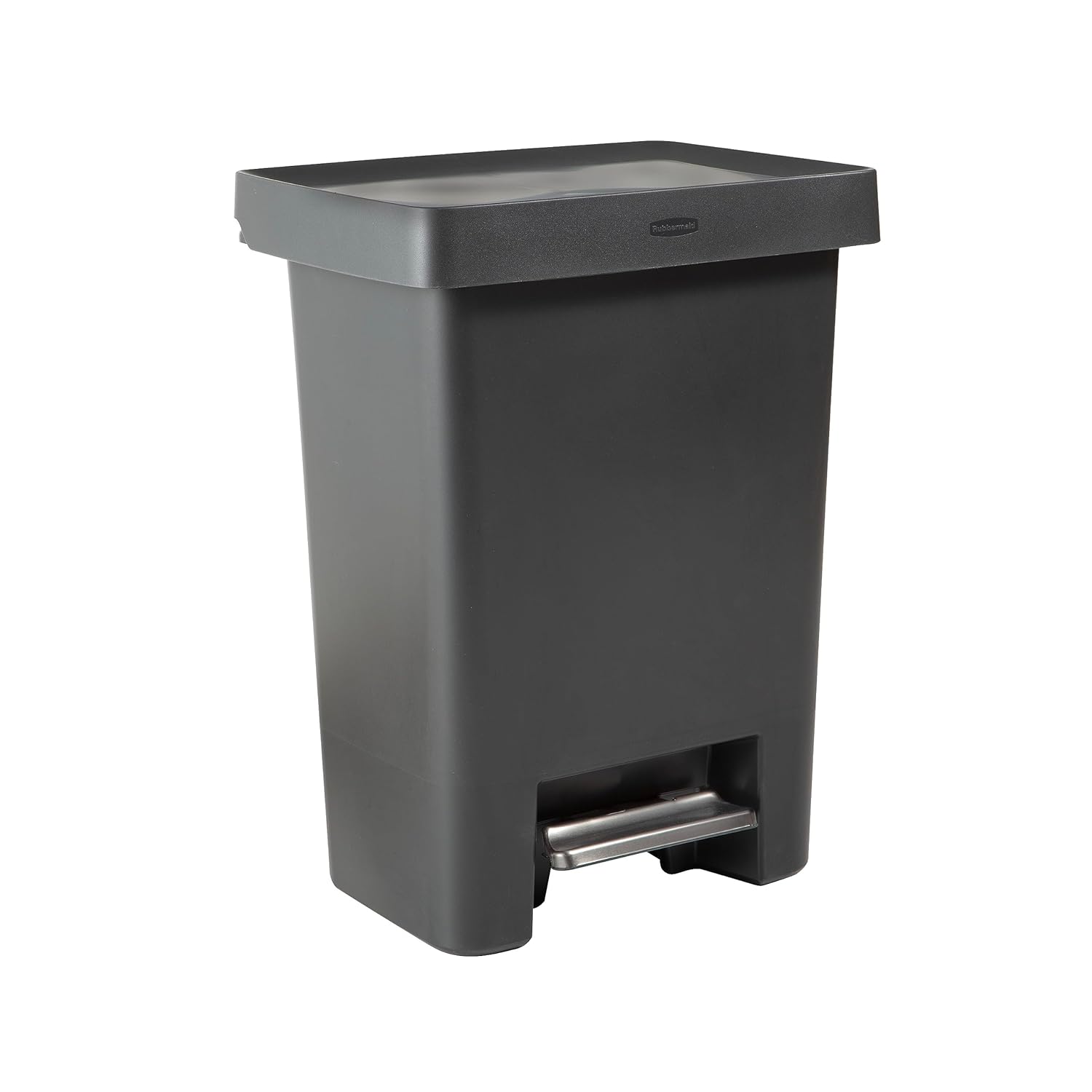 Rubbermaid Bote de basura de alta capacidad, 19 galones, basura o reciclaje de flujo simple o doble, carbón, pedal de acero inoxidable, para el
