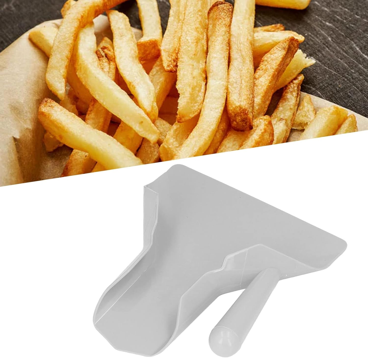Cuchara para embolsar papas fritas, pala para patatas fritas con mango derecho