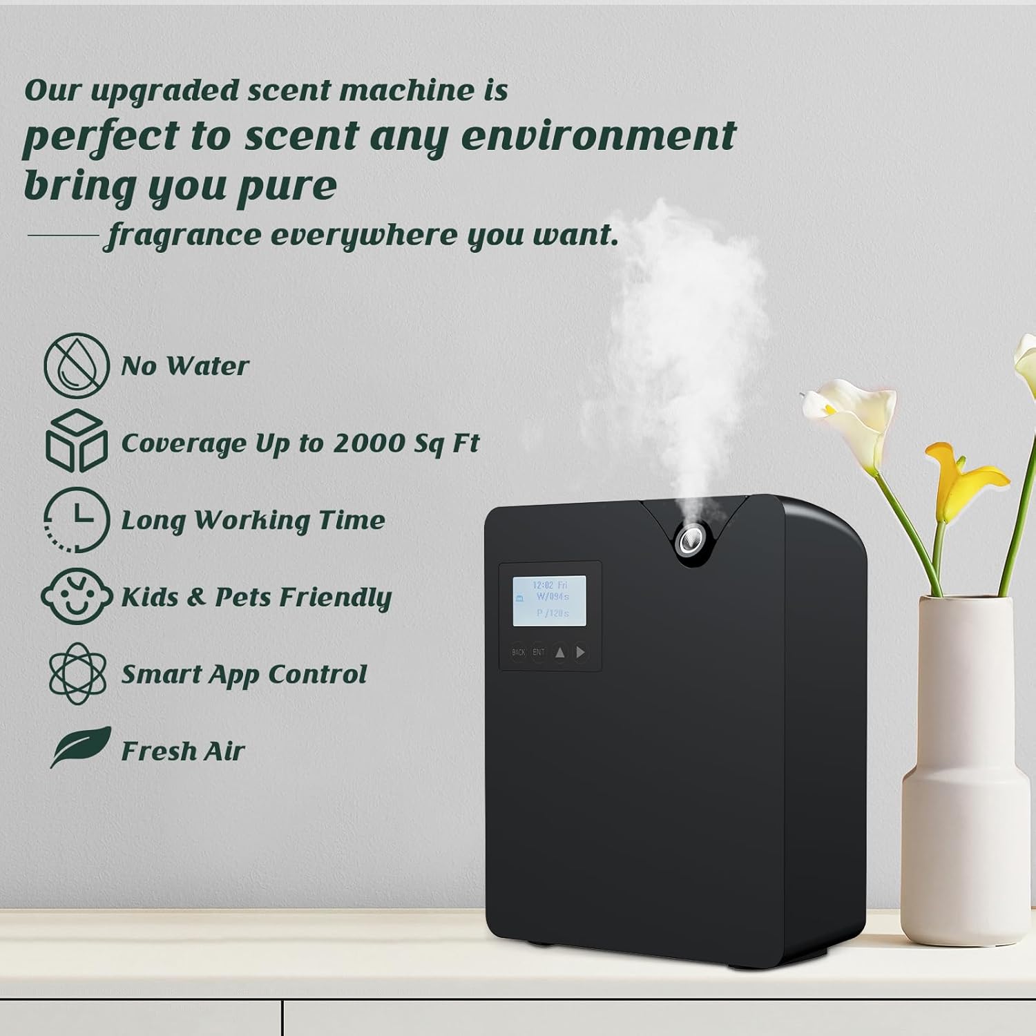 Máquina de aire aromático para el hogar, difusor de aceite esencial sin agua con tecnología inteligente de aire frío, difusor de aromaterapia